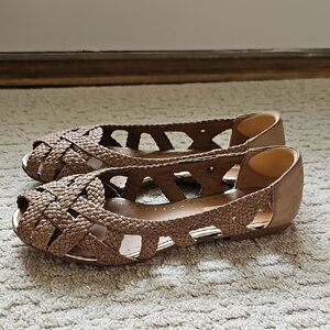 Steve Madden peep toe woven leather ballet flats